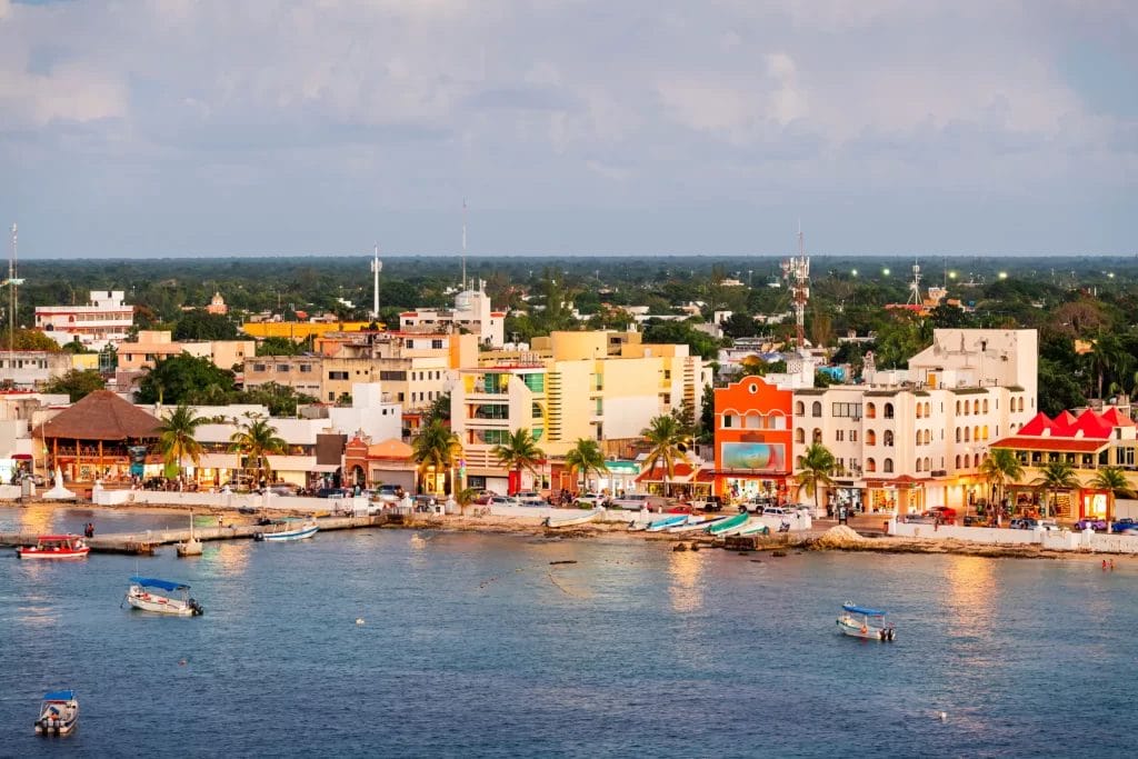 The brightly colored town of Cozumel in Mexico